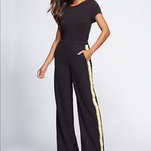 NY & Co Gabrielle Union Black Racing Stripe  High Waist Wide Leg Pants Sz XL